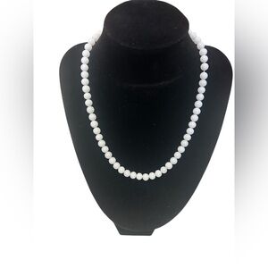 8 inch white glass bead necklace
